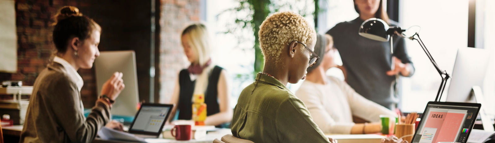 a group of diverse coworkers in an office